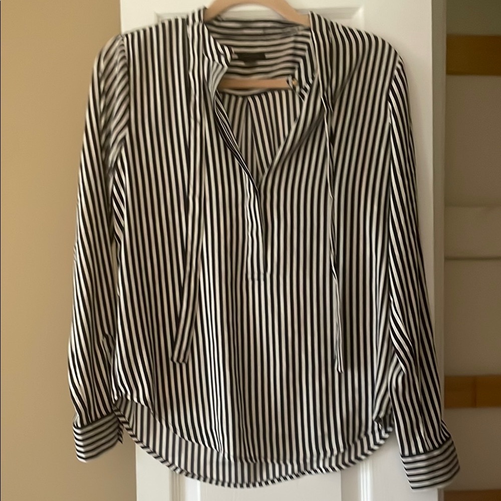 Black and White Striped Women's Top